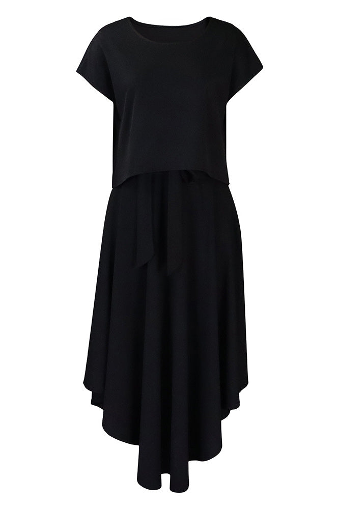 Solid Top & A-Line Midi Skirt