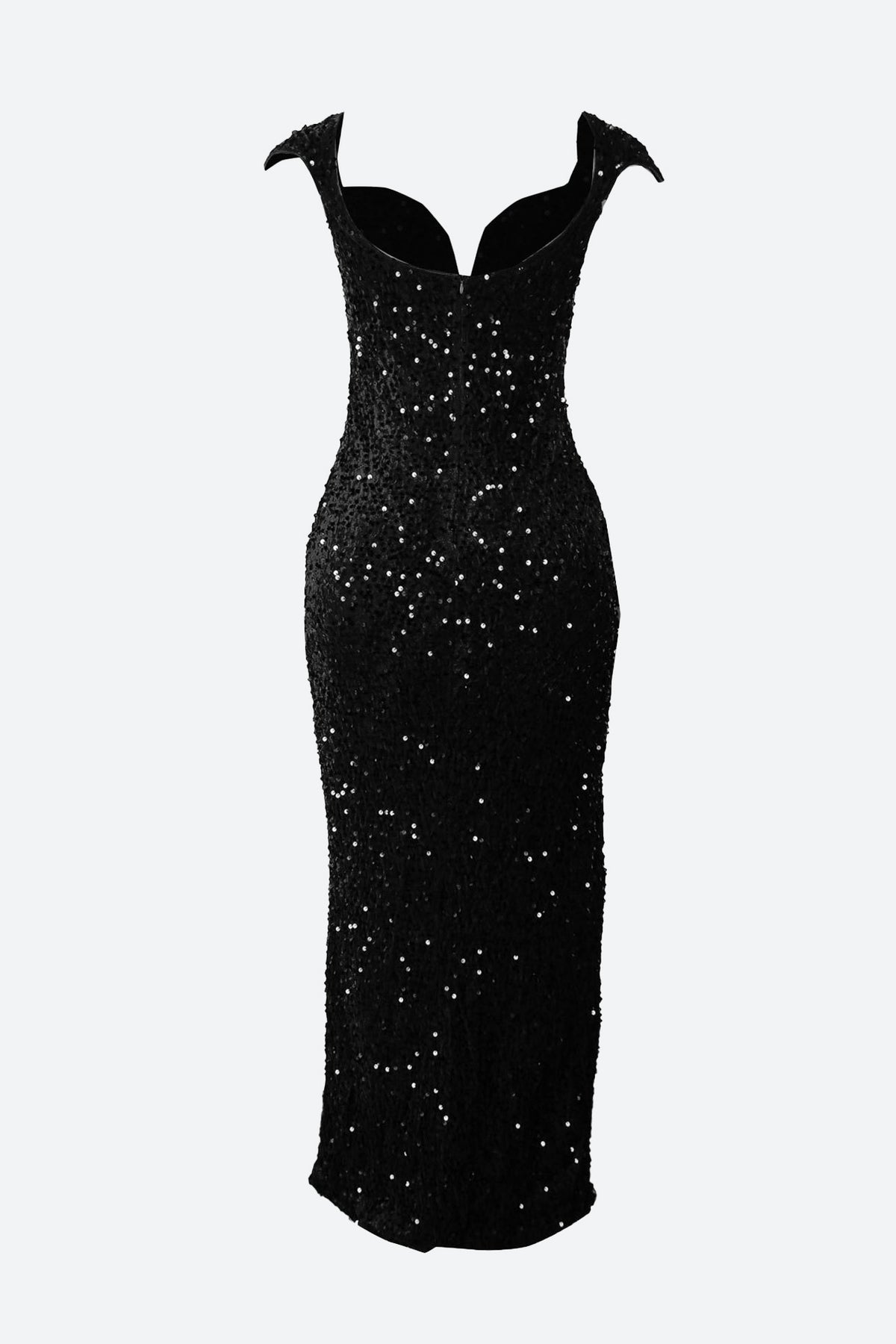 Burgundy Sequin Corset Slit Sweep Dress