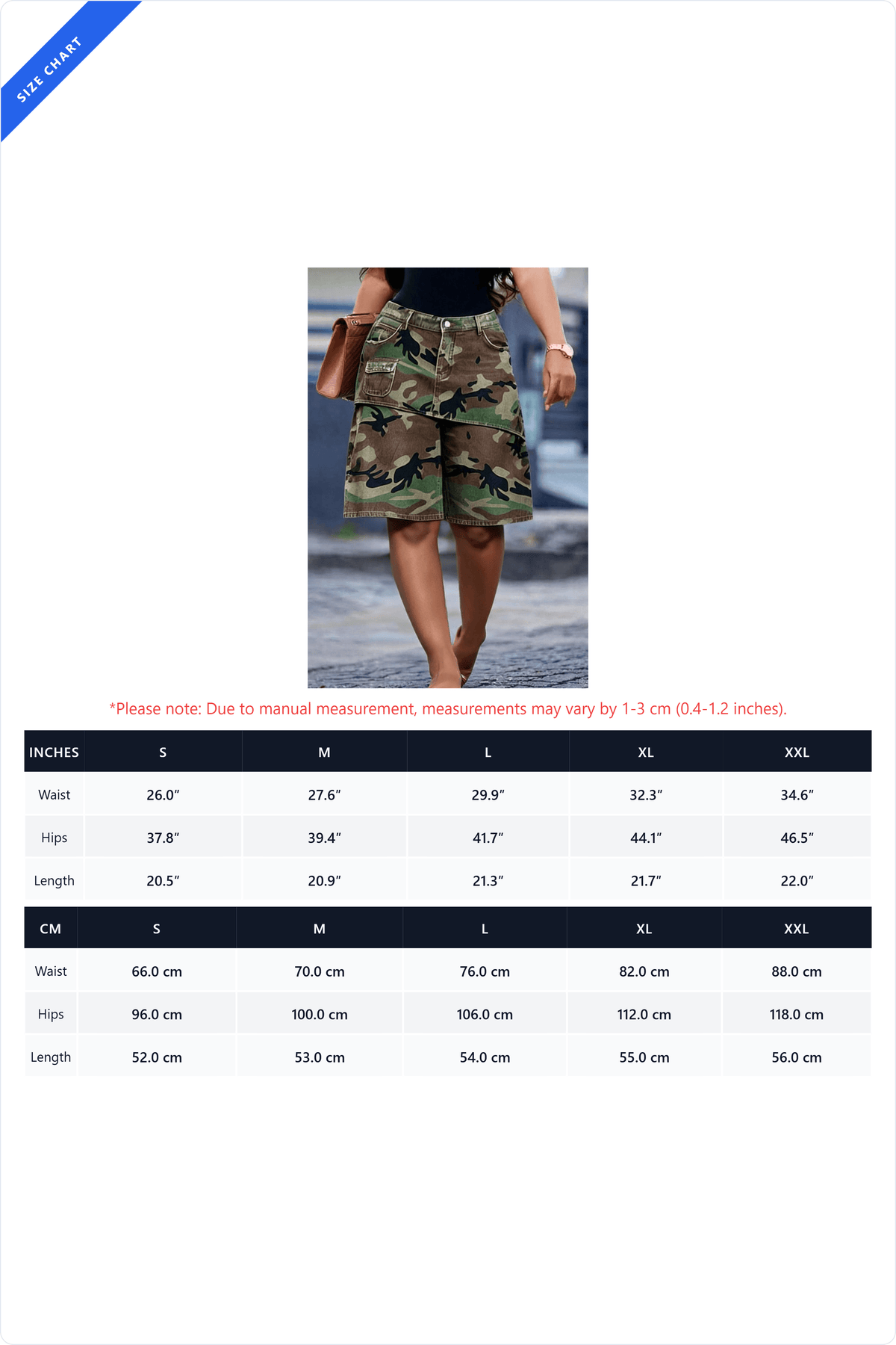 Asymmetrical Camo Denim Shorts
