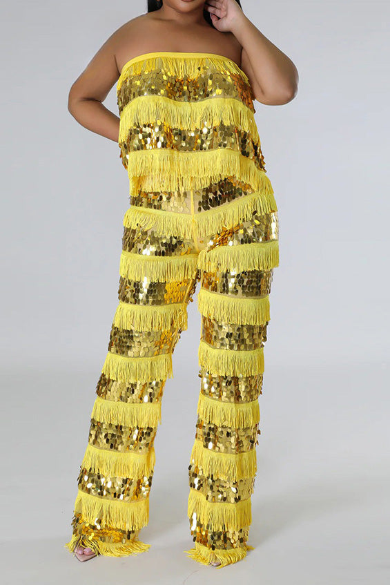 Fringe Sequin Pants Set