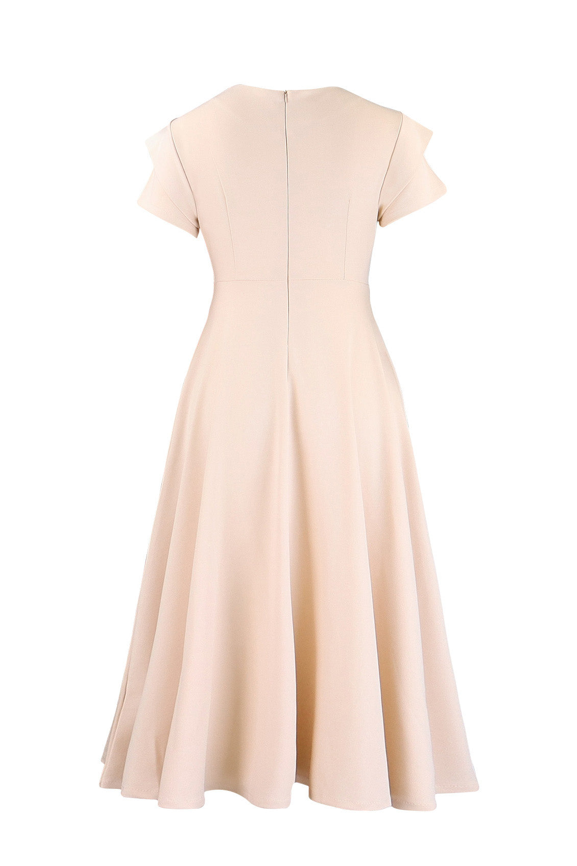 3D Floral Notched Neck A-Line Midi Dress