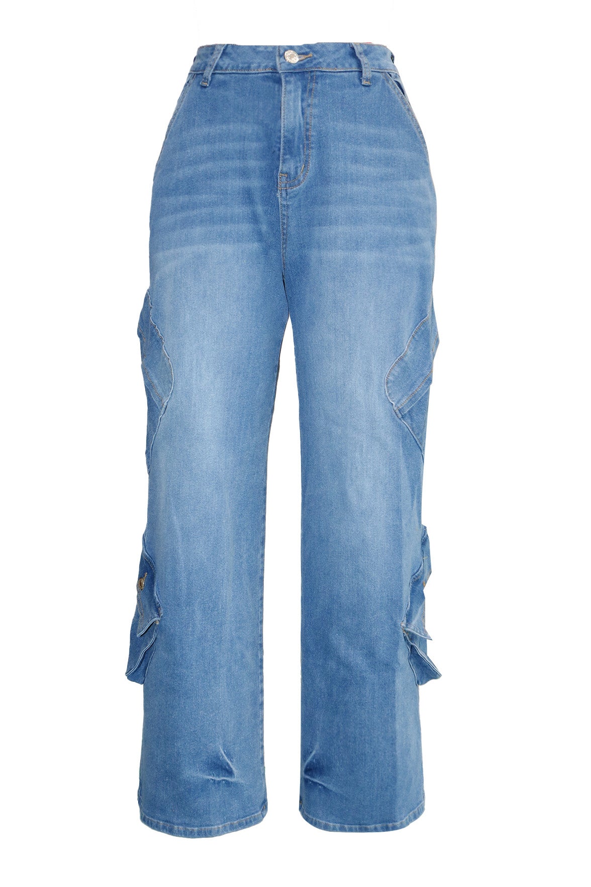 Light Blue Loose Fit Multi-Pocket Jeans