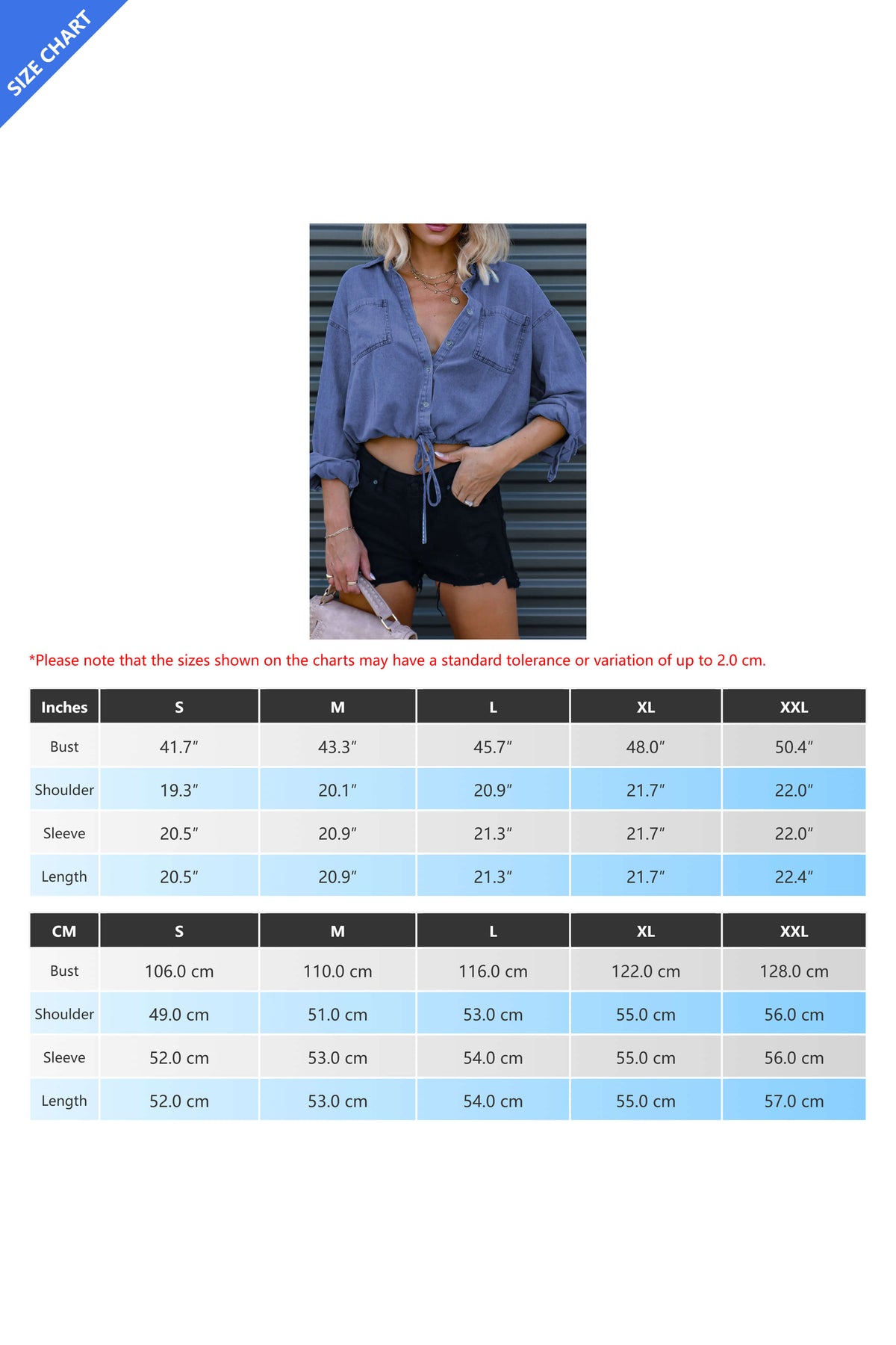 Long Sleeve Button Down Blouses Denim Shirt
