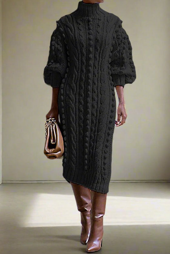 Midi Length Knitted Sweater Dress