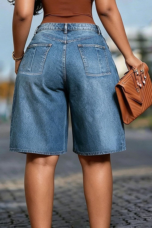 Layered Baggy Denim Skort Shorts
