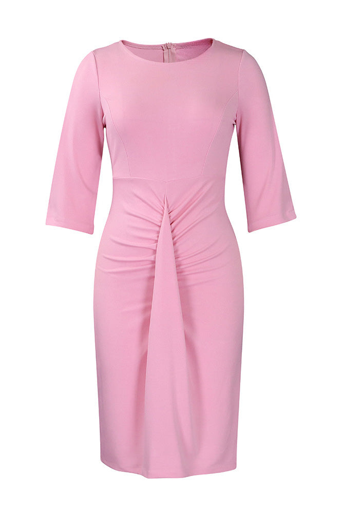 Office Pleated Pencil Dress Women's Slim Fit