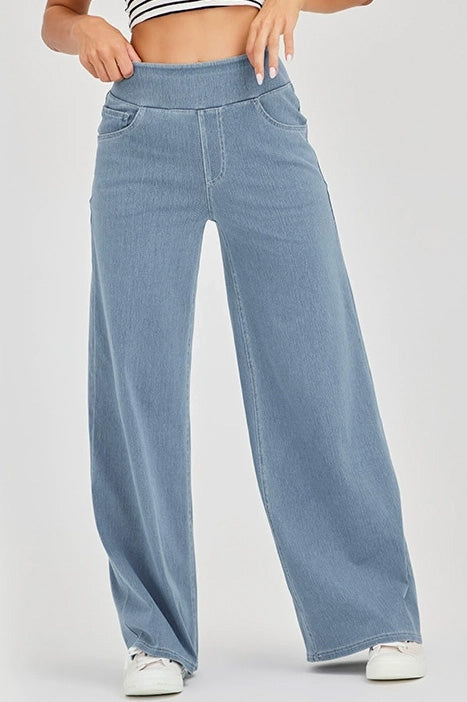 High-Stretch Wide Leg Yoga Jeans