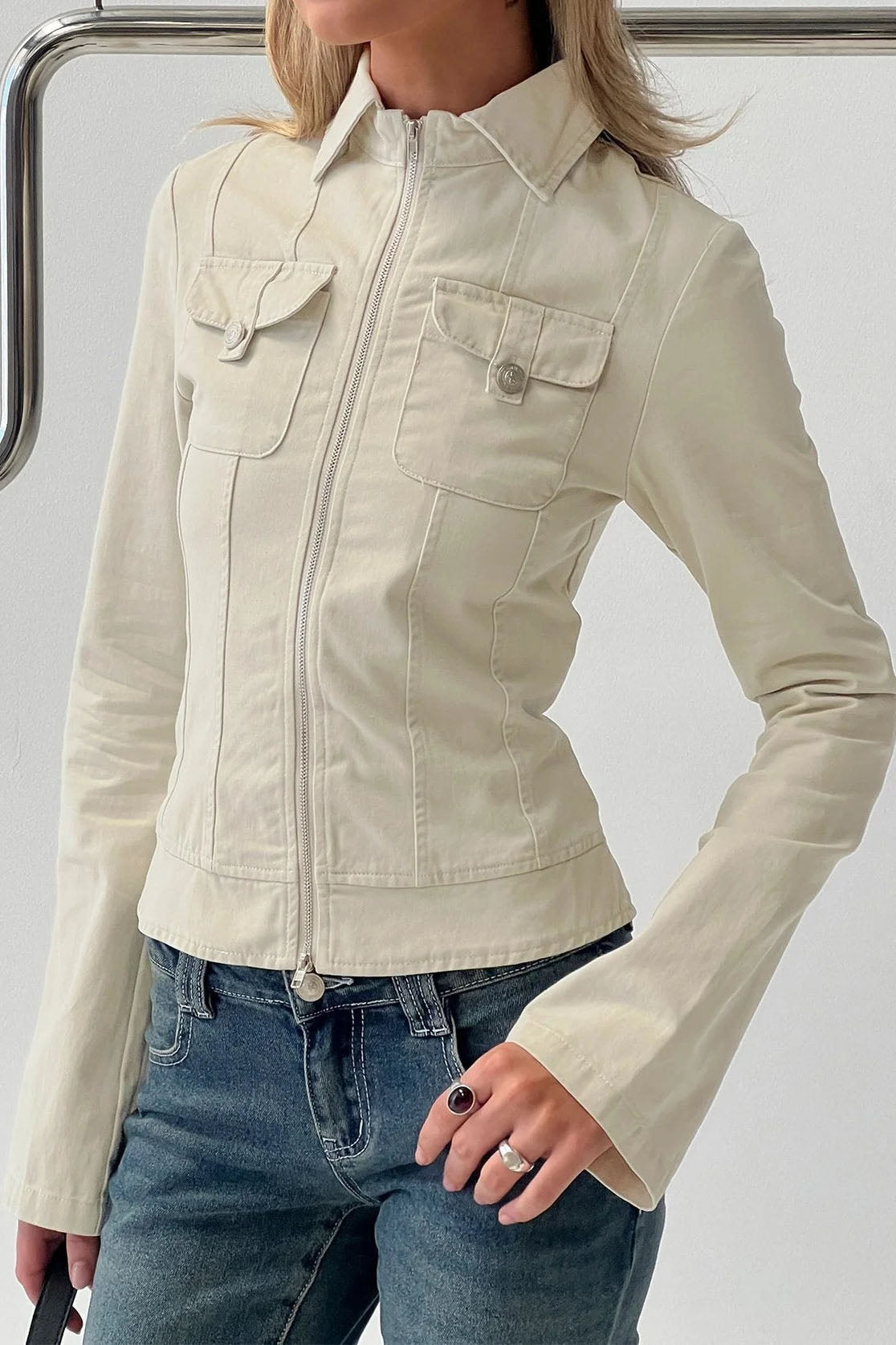Fitted Zip-Front Utility Jacket