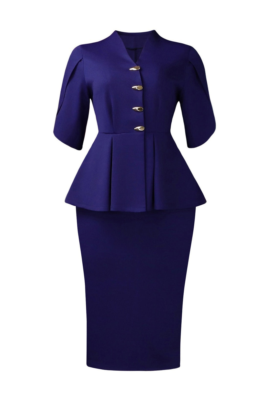 Elegant Peplum Top & Pencil Skirt Set