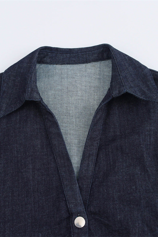 Denim Button Short Sleeve Dress