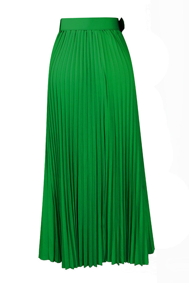 High Waist Pleated Midi Skirt