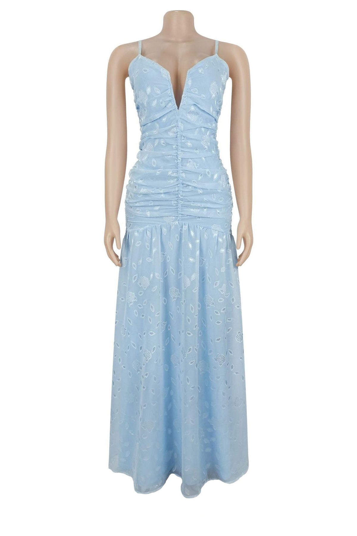 Floral Ruched Cami Vacation Maxi Dress