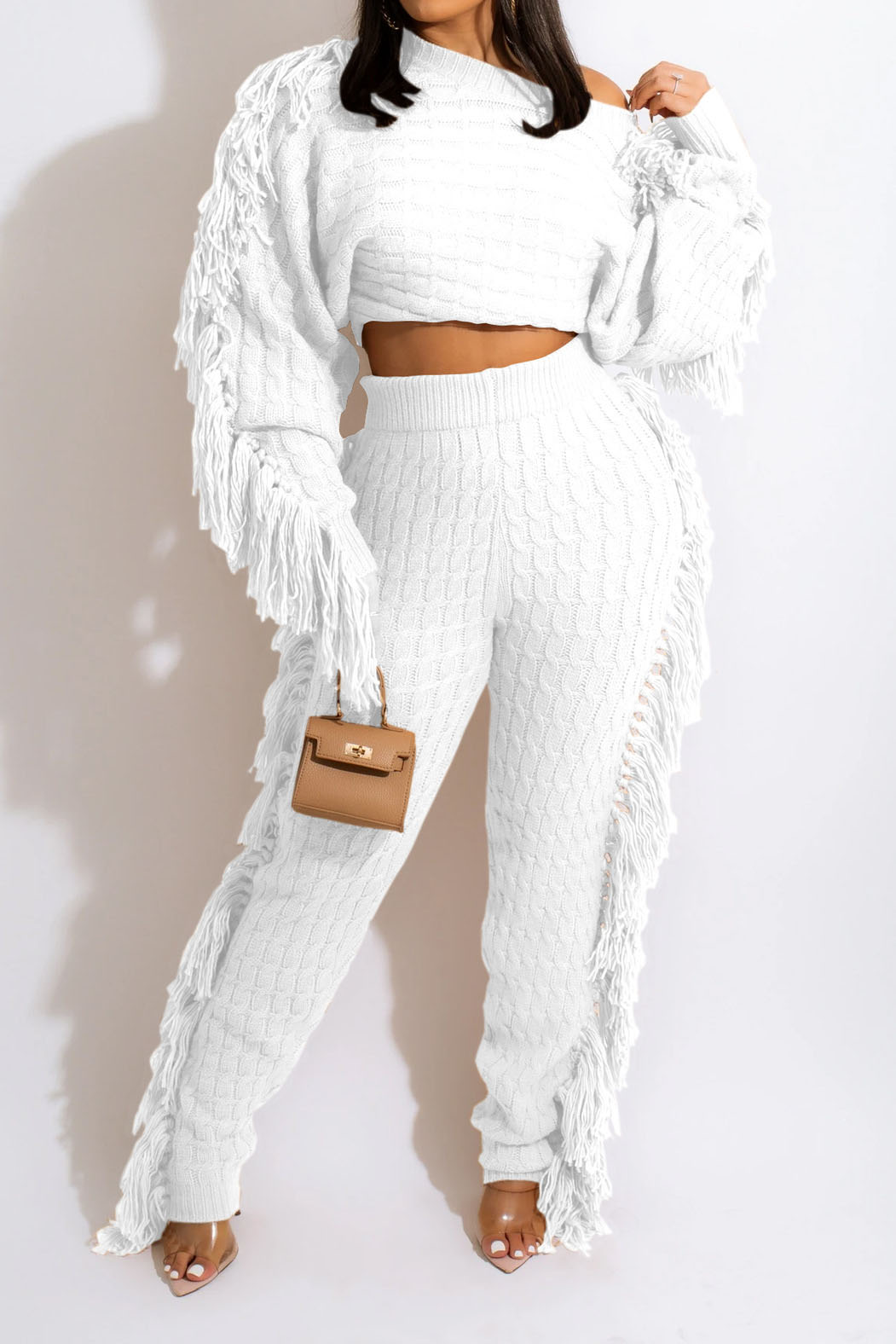 Knit Fringe Pants Set