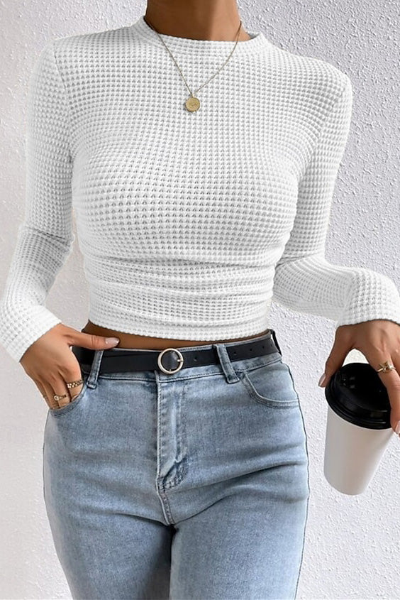Solid Color Waffle Slim Fit T-Shirt