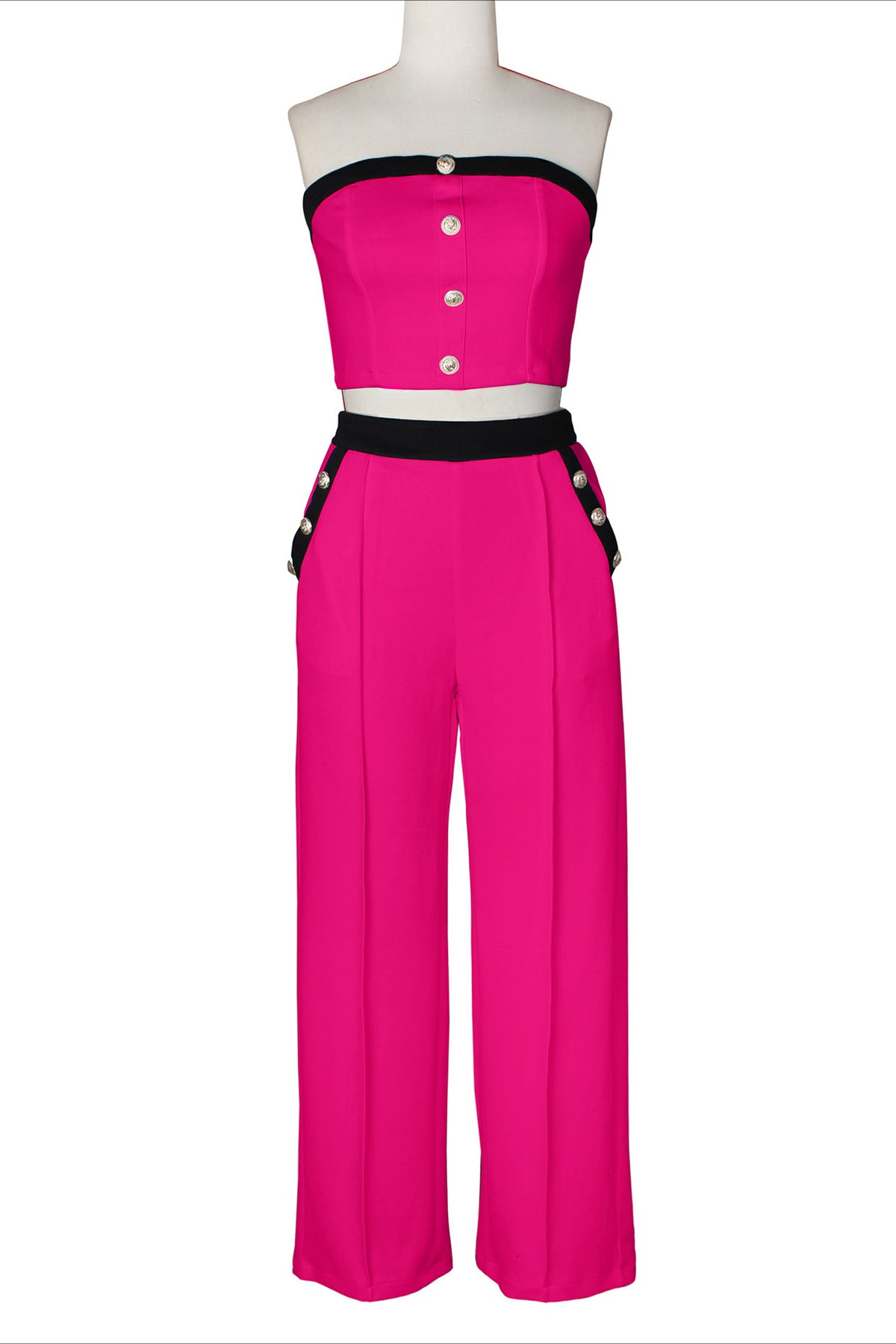 Wide-Leg Pant Suit with Wrap Detail Top