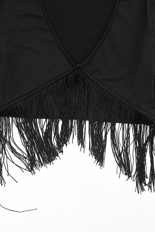 Fringe Crop Top & Stirrup Leggings Set