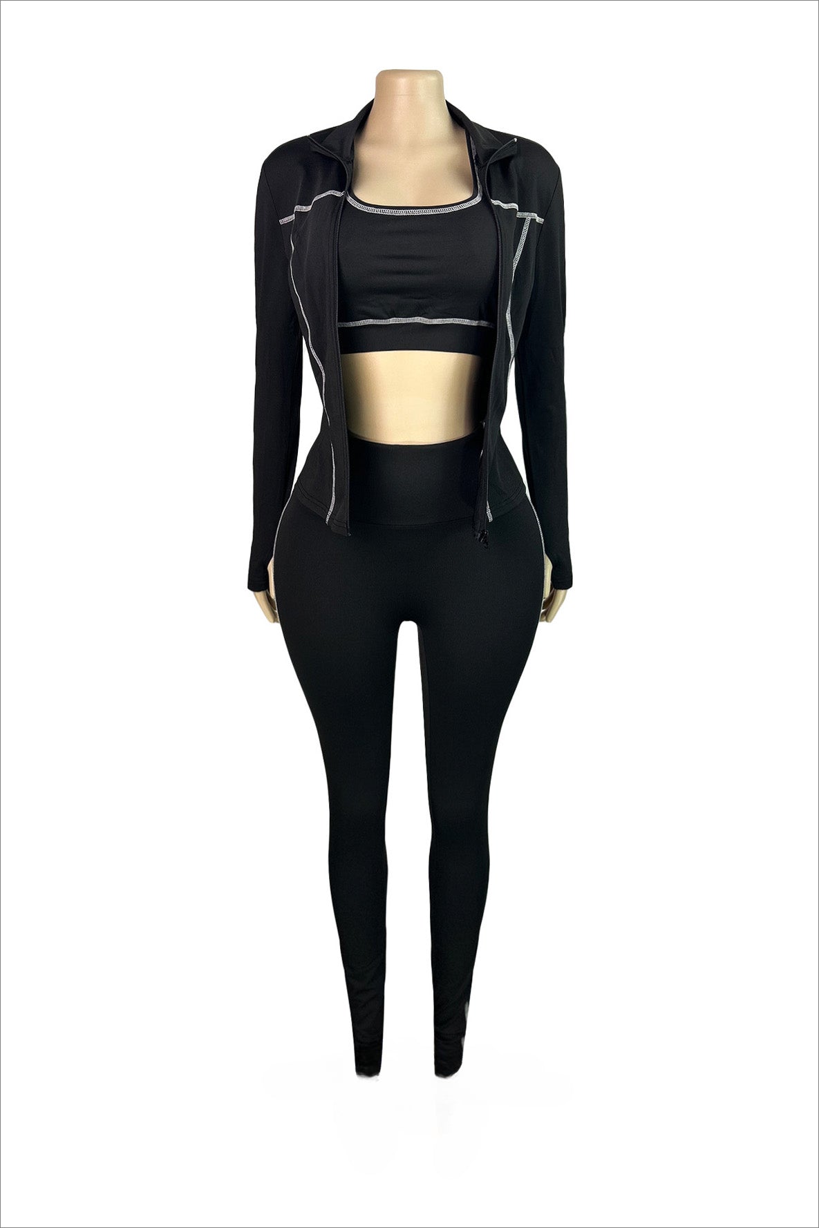 Sport Bra Zip Jacket Leggings Set