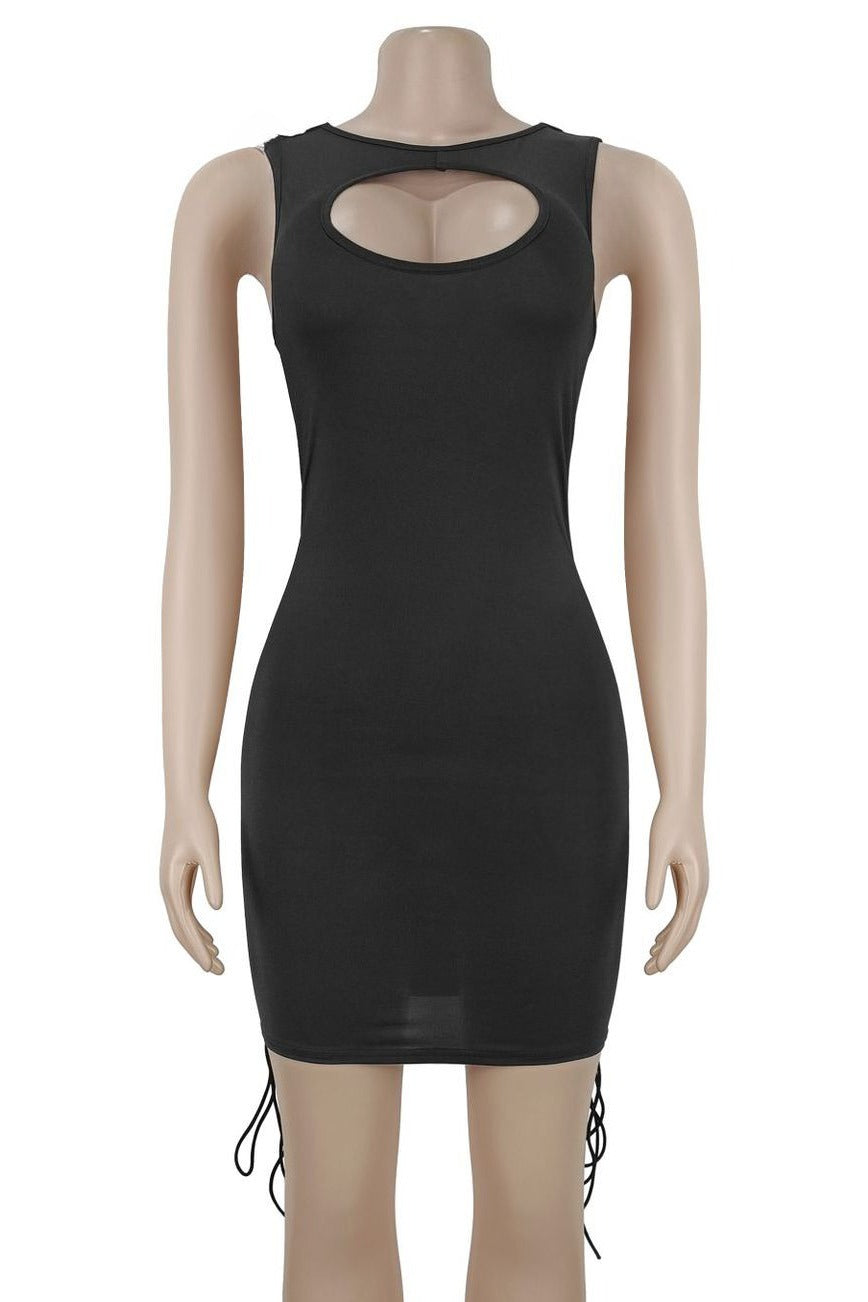 Cutout Lace-Up Bodycon Mini Dress