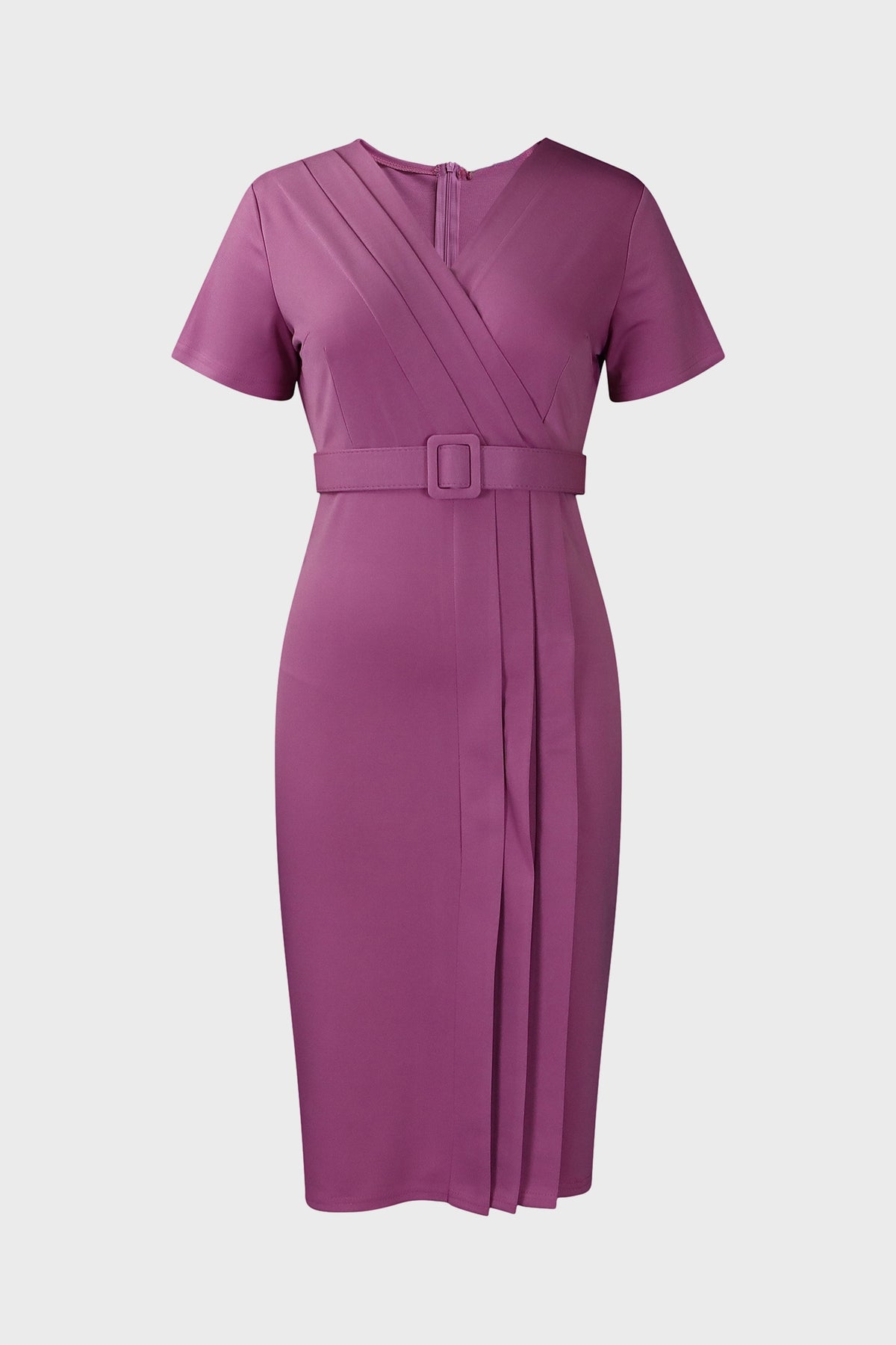 V-neck Short Sleeve High Waist Slim Dress