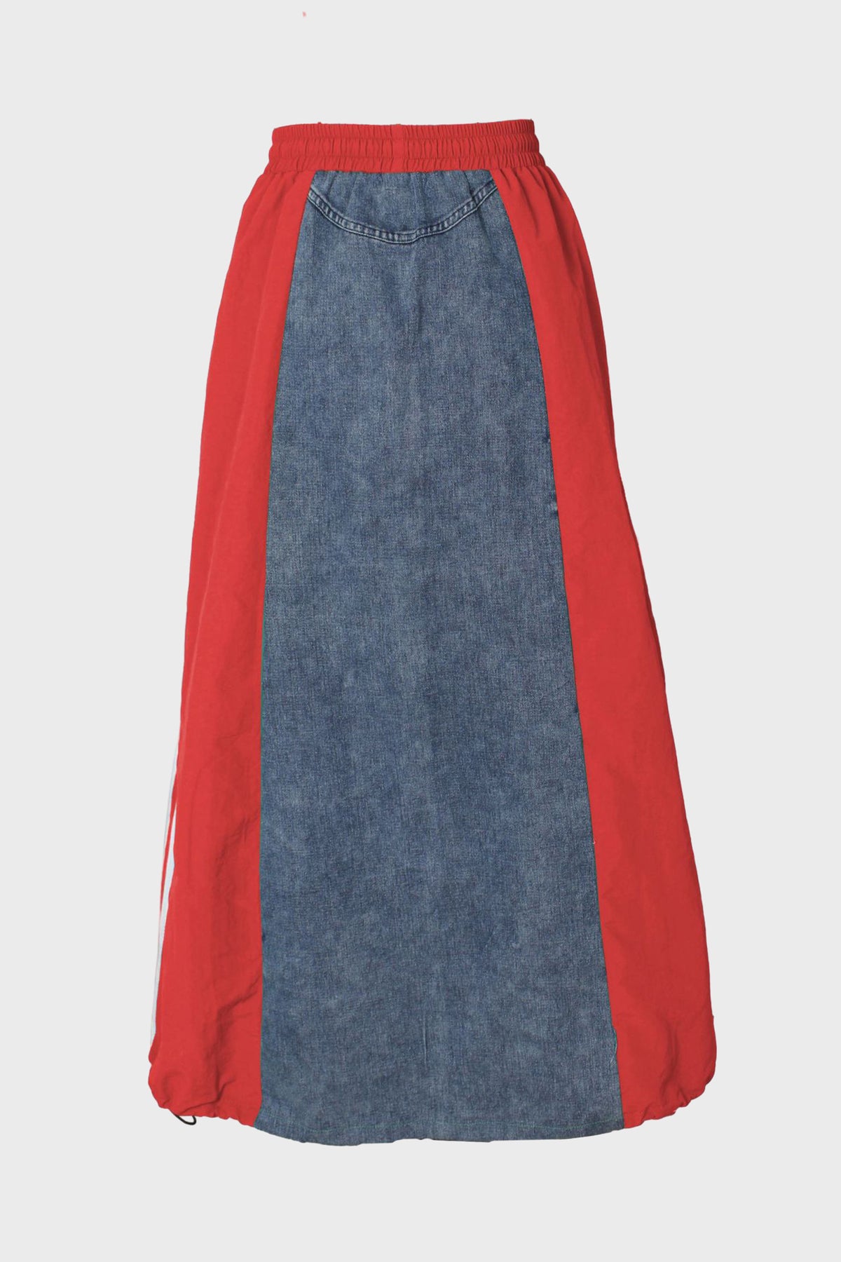 Wide Denim Skirts with Wide Contrast Side Lines