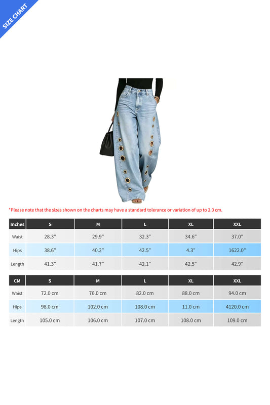 Statement Grommet Wide Leg Jeans