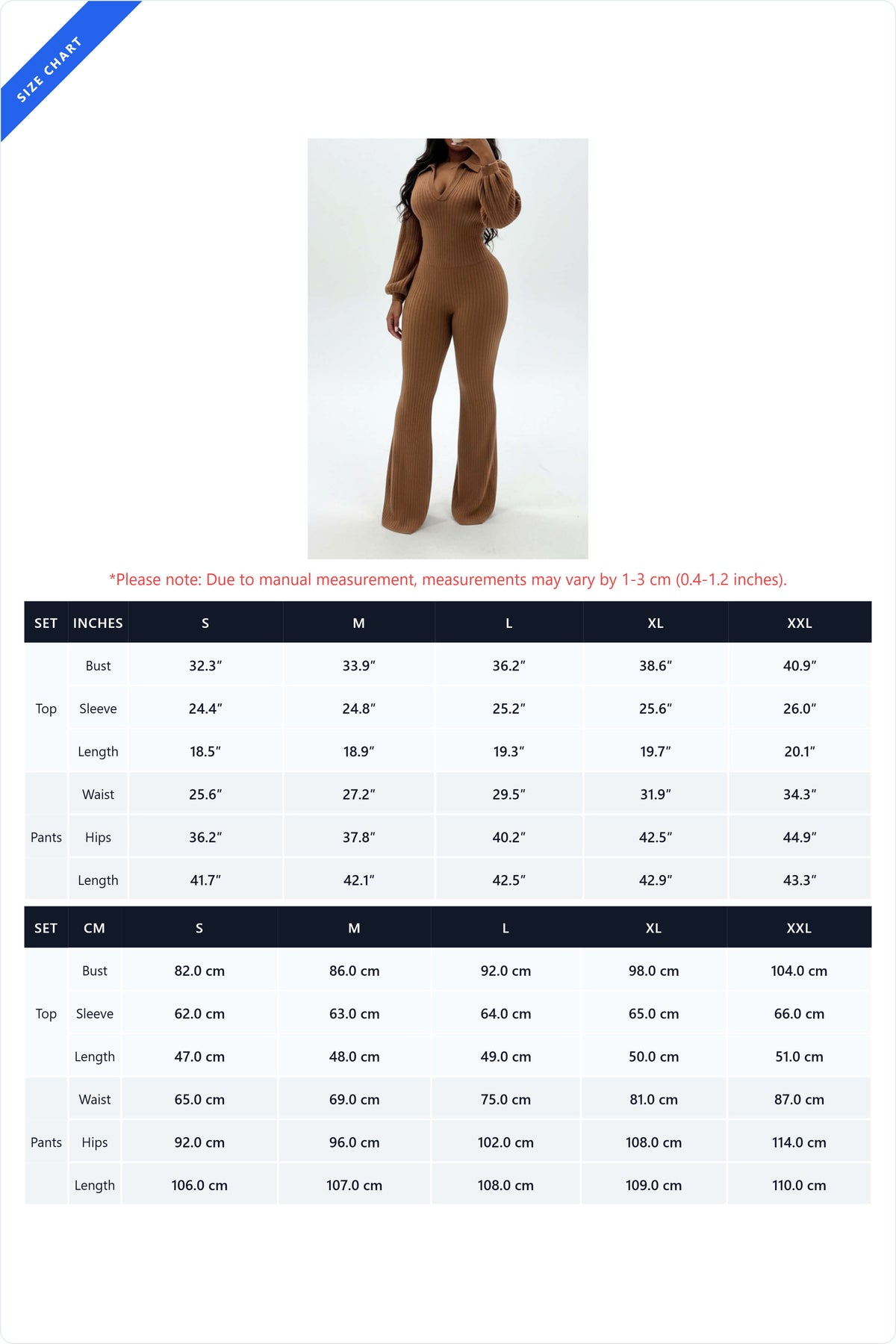 Ribbed Knit Collared Flare Pant 2-Piece Set