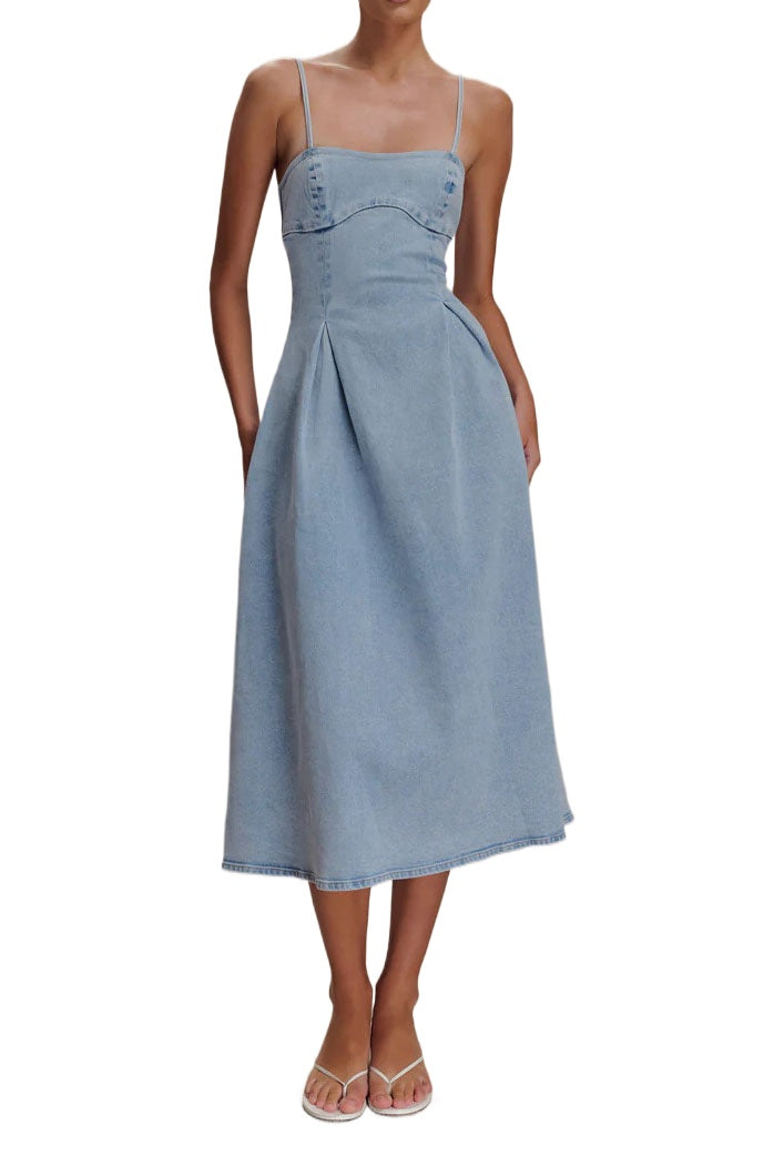 A Line Denim Midi Dress