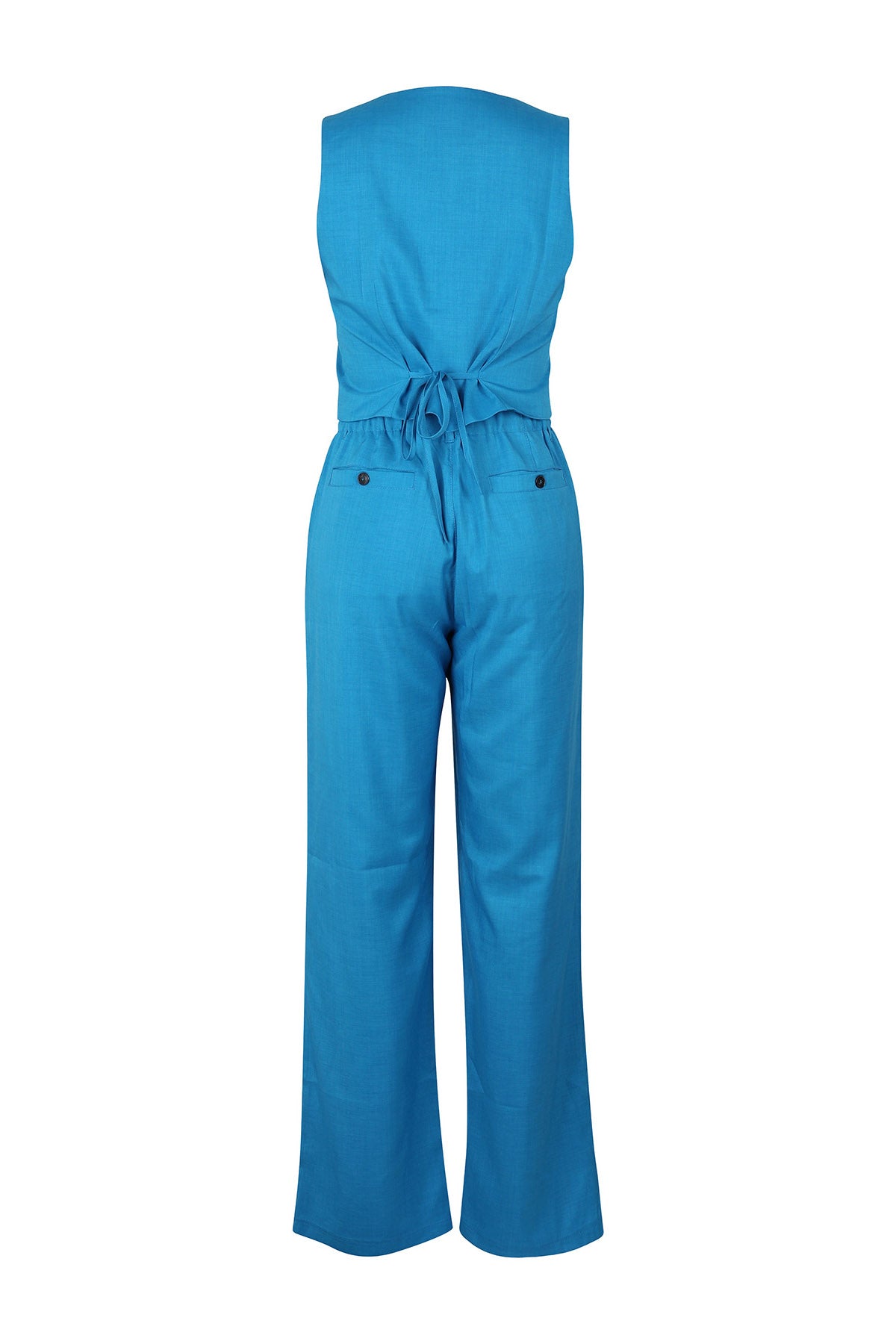 Linen Sleeveless Suit Set for Work Office