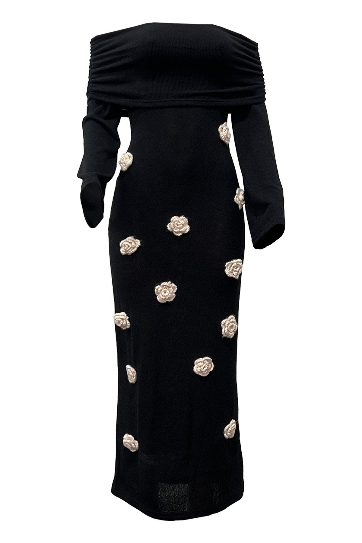 Off Shoulder Knit Maxi Dress