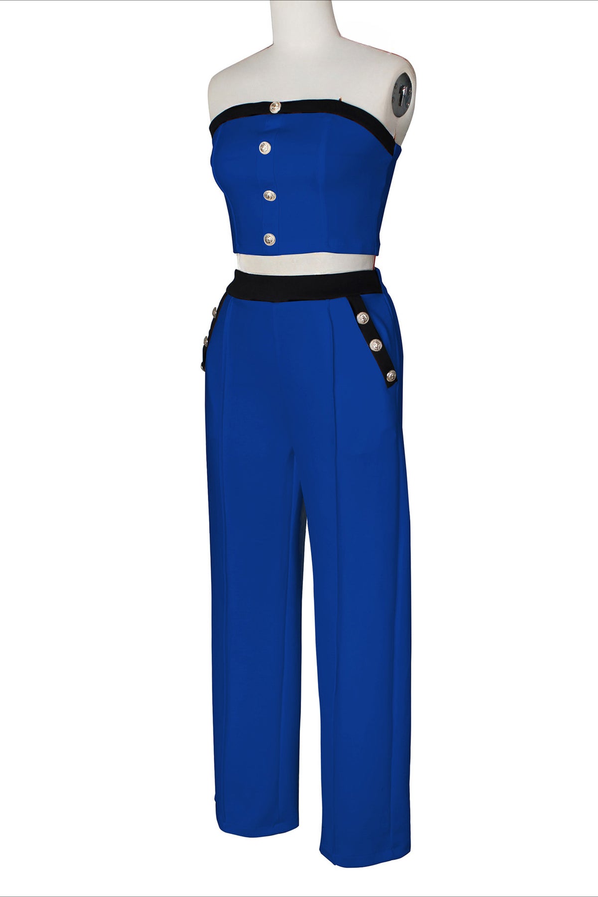 Wide-Leg Pant Suit with Wrap Detail Top