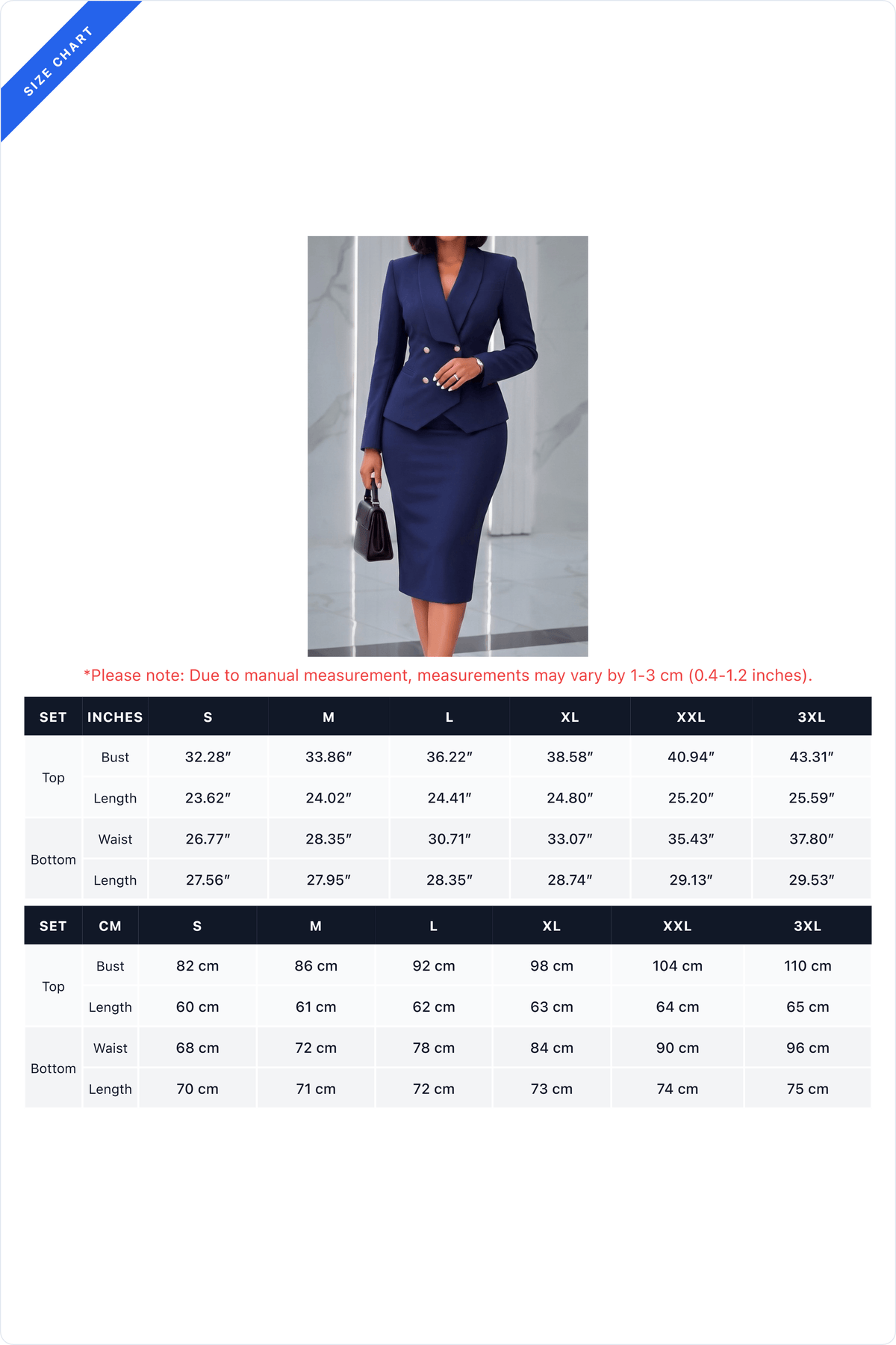 Double-Breasted Blazer & Pencil Skirt Set