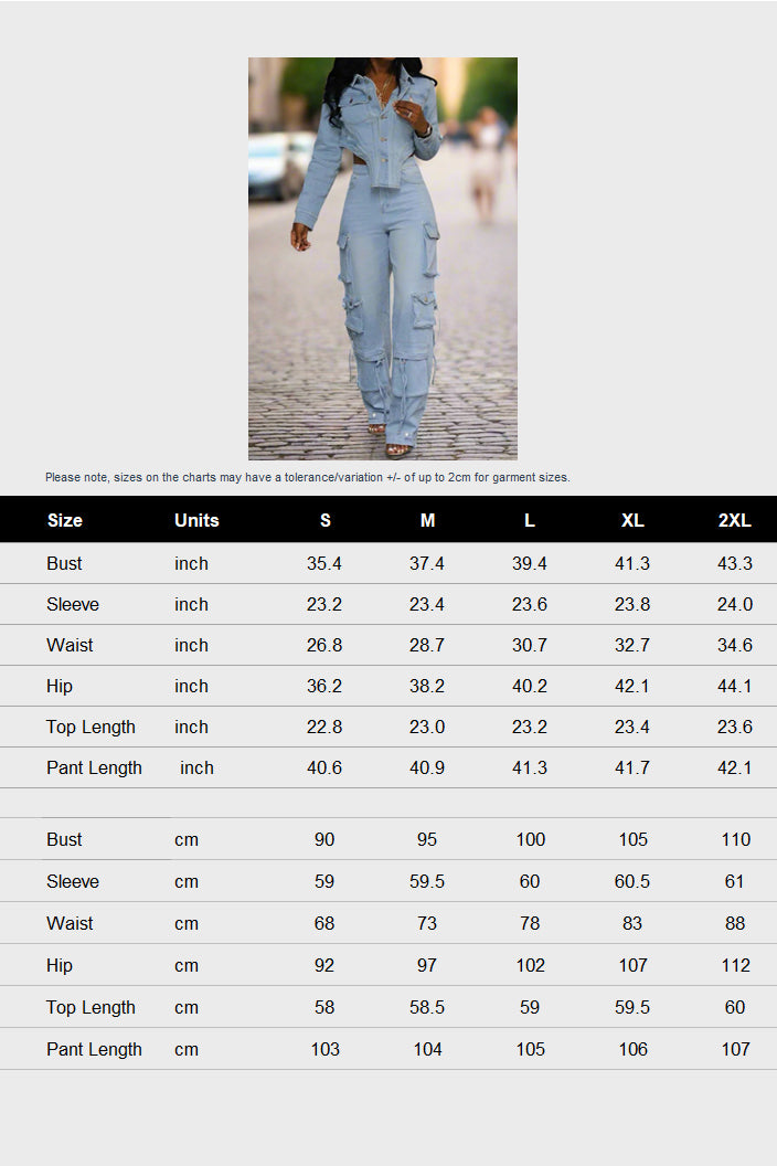 Asymmetrical Cut Denim Jacket Sets