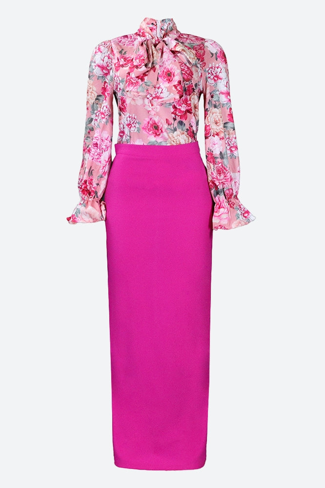 Floral Printed Blouse Skirt Set