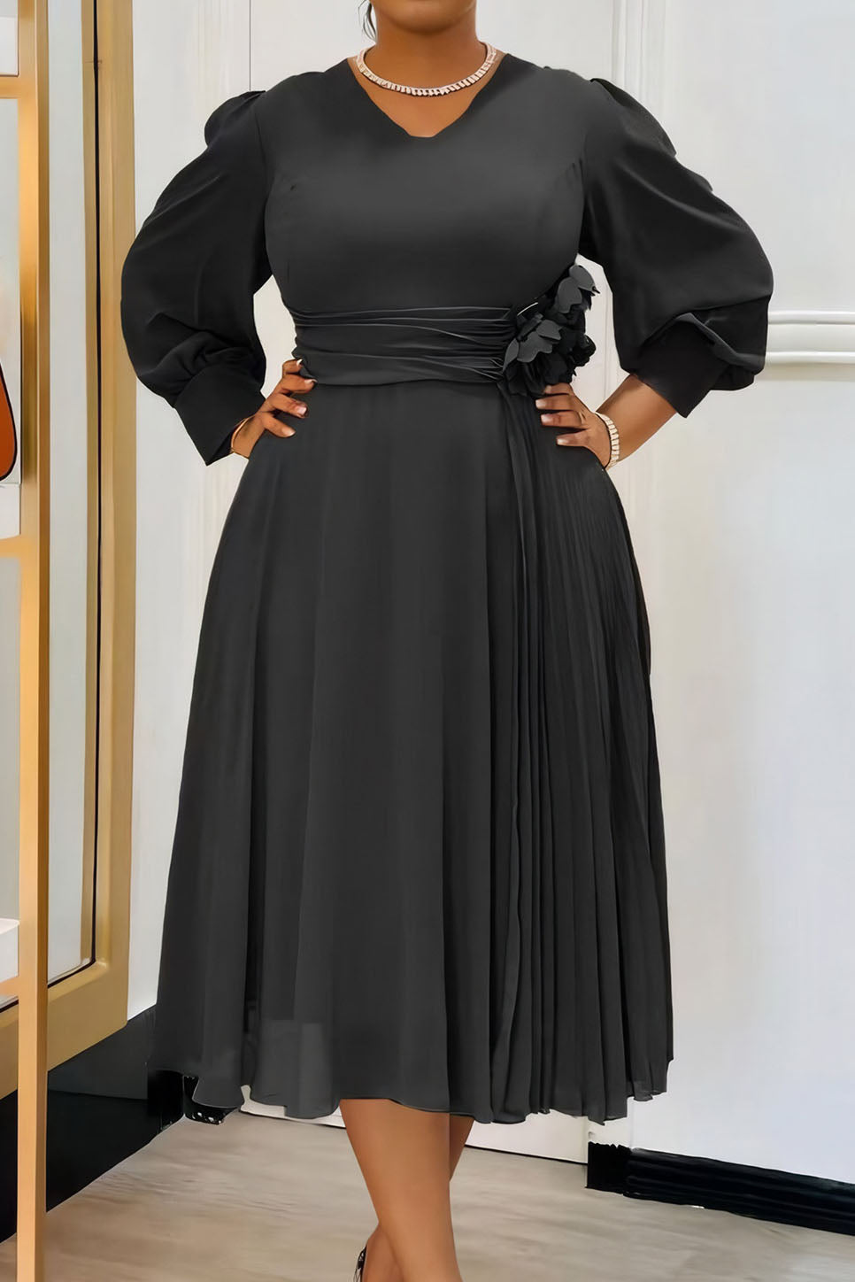 Solid Color A-Line Dress
