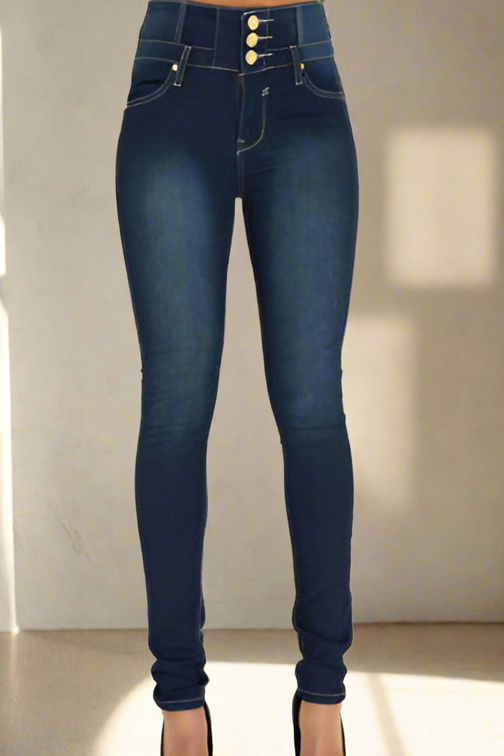 Butt Lift Push Up Mid Waist Skinny Jeans