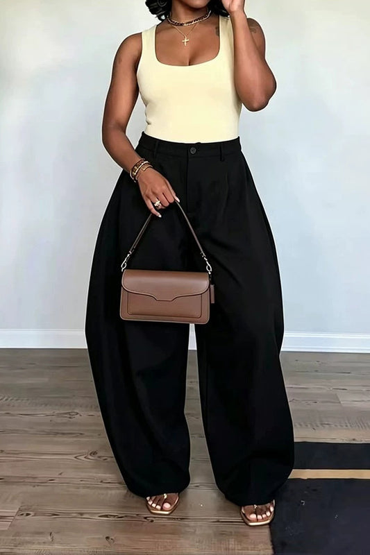 Relaxed Wide Leg Tailored Pants
