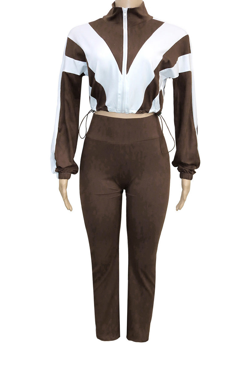 Sporty Color Block 2-Piece Tracksuit