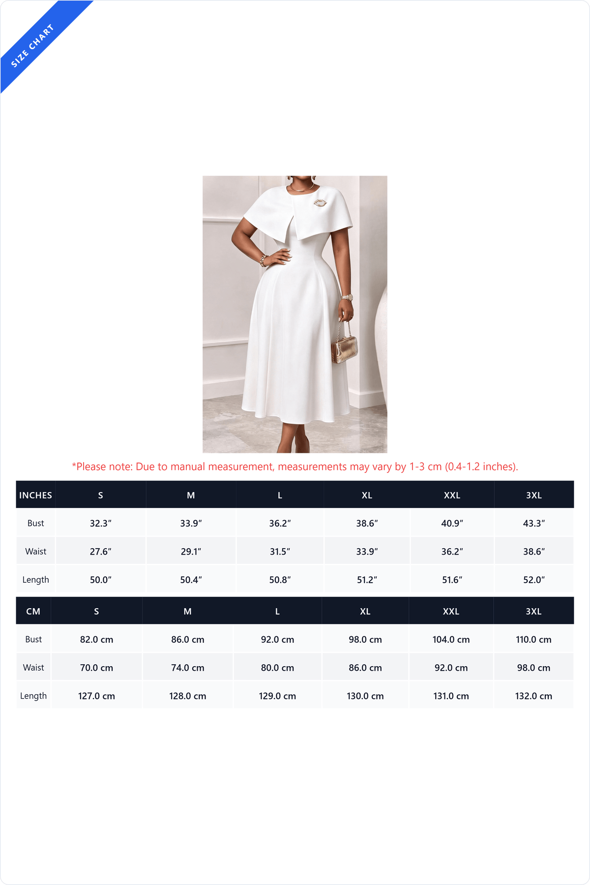 Elegant Cape Overlay A-Line Midi Dress