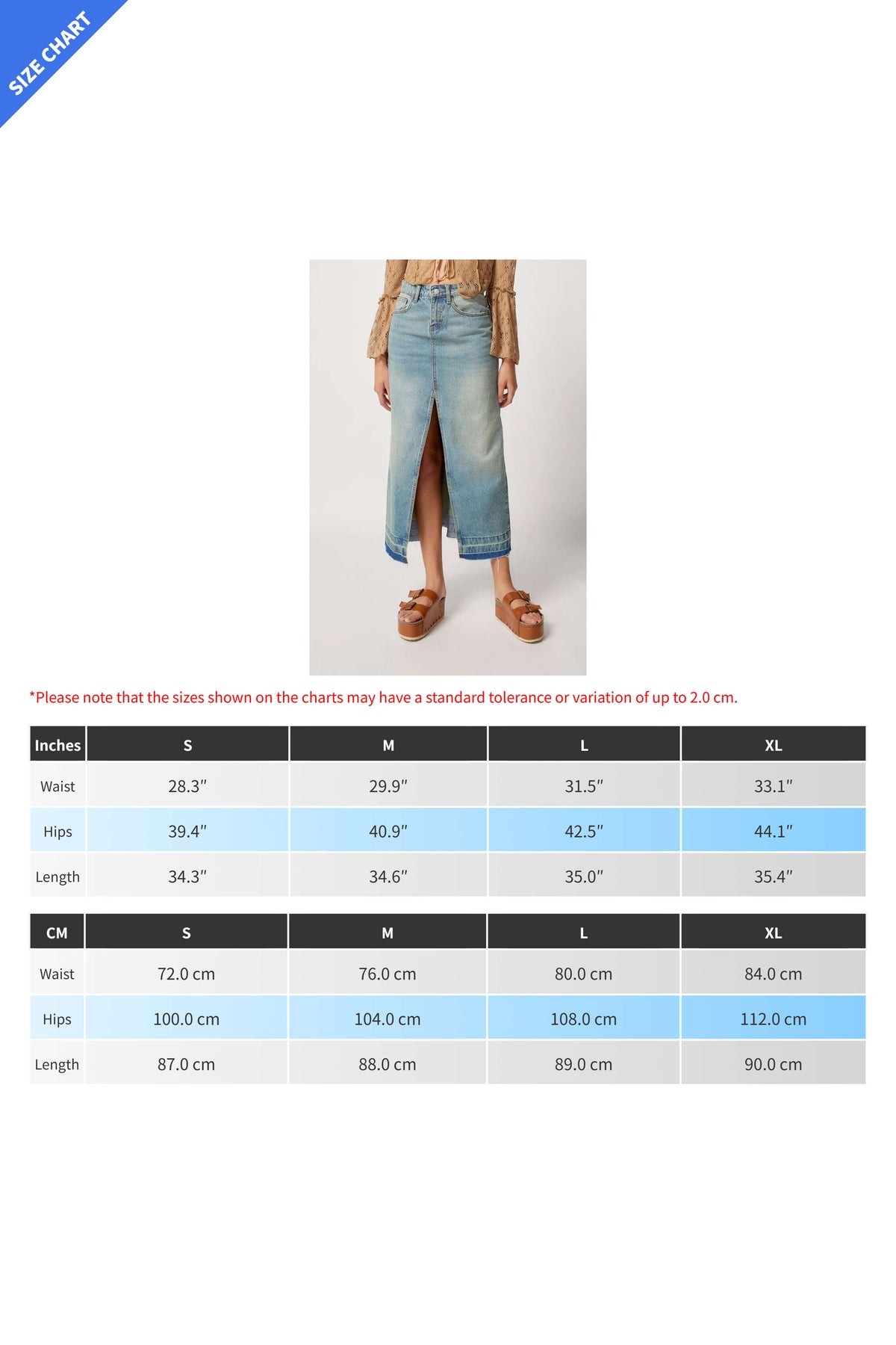 Slim Fit Vintage Denim Long Skirt