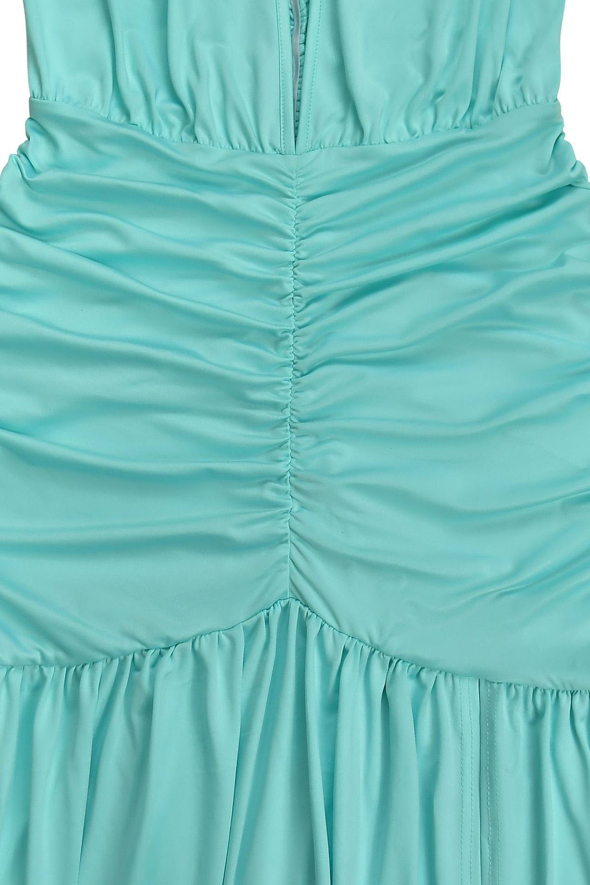 Plunging Halter Ruched High Slit Maxi Dress