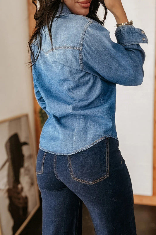 Street Style Long Sleeve Denim Shirt