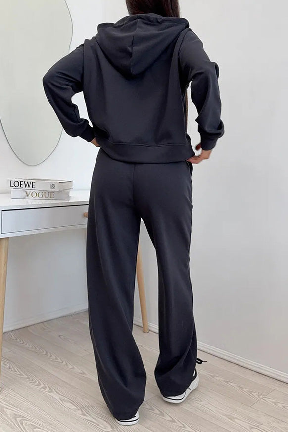 Hooded Zip Sweatshirt & Drawstring Pants Set