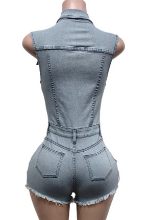 Fringe Denim Romper