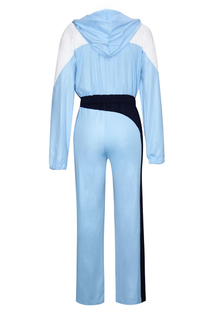Colorblock Zip Front Hoodie and Pants Set