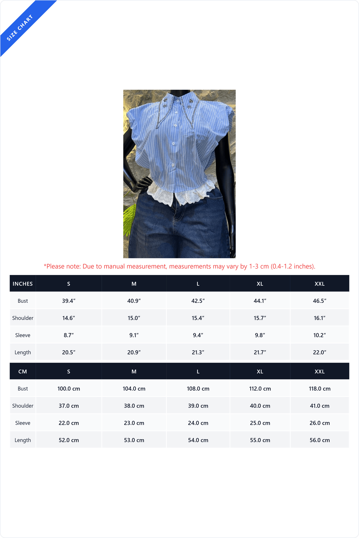 Embellished Collar Striped Blouse
