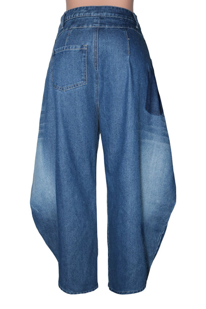 High-Rise Wrap-Front Wide-Leg Jeans