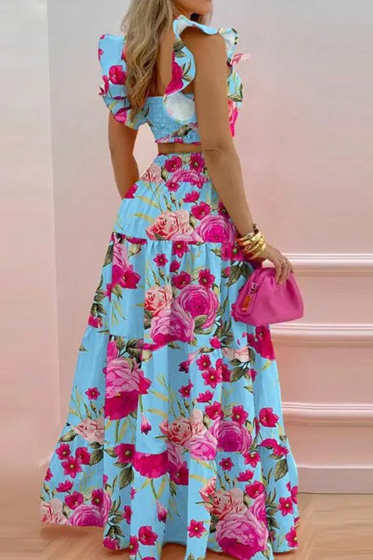 Cami Crop Top with High Waist Skirt Set