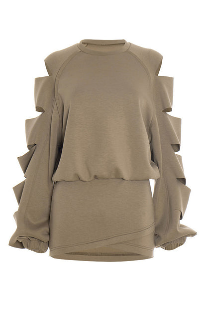 Ripped Loose Top & Fitted Mini Skirt Set