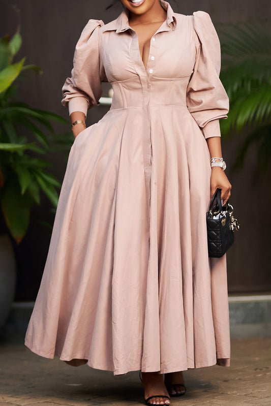 Long Sleeve Flared Maxi Dress