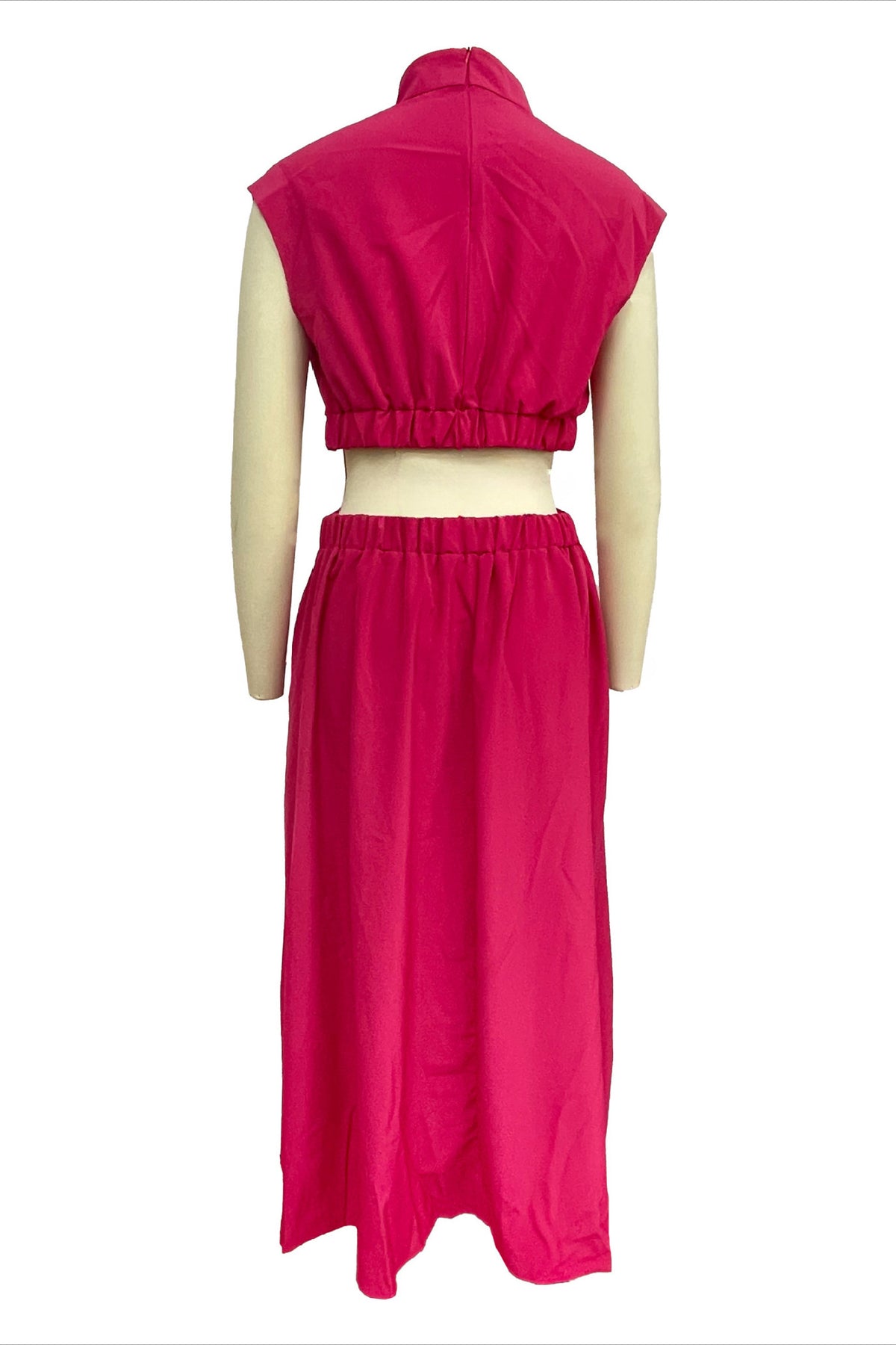 Mock Neck Cut Out Pleated Maxi Dress